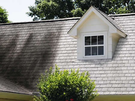 Soft wash roof cleaning removing black streaks on bloomington il shingles